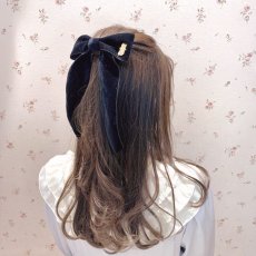 画像1: Kitten velour ribbon barrette(キトゥンベロアリボンバレッタ) (1)