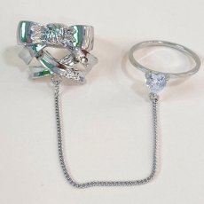 画像3: Ribbon chain heart bijou ring (リボンチェーンハートビジューリング) (3)