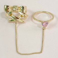 画像2: Ribbon chain heart bijou ring (リボンチェーンハートビジューリング) (2)