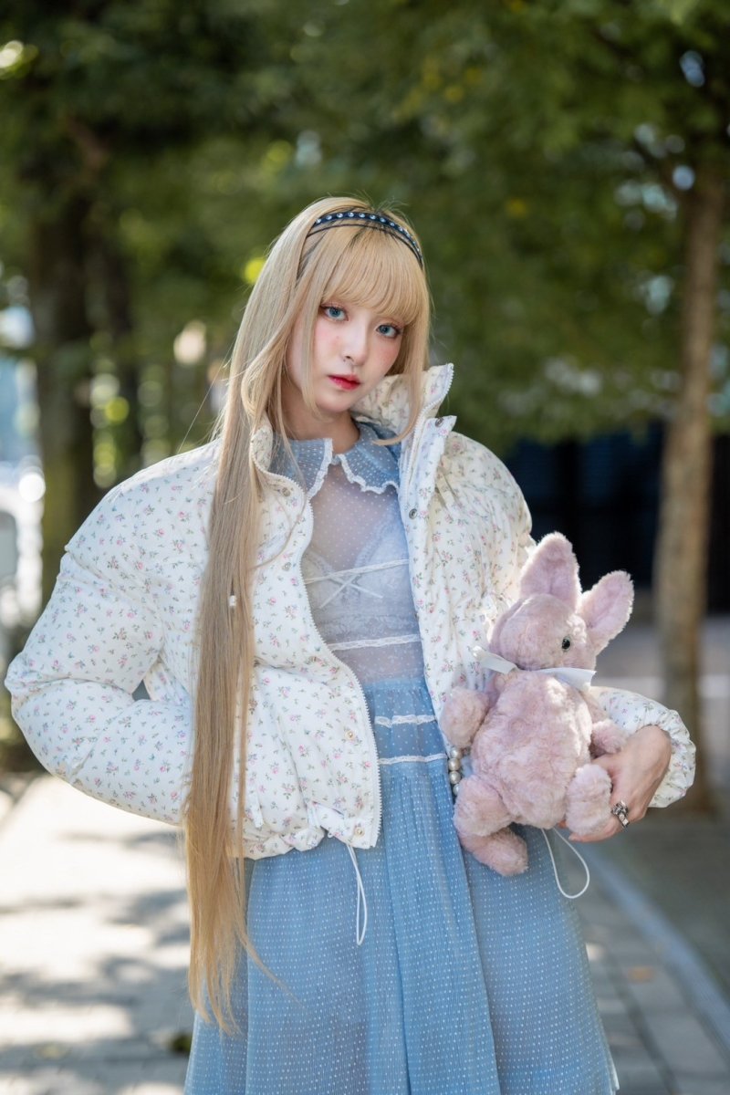 画像1: fluffy ribbon coat(flower) (1)