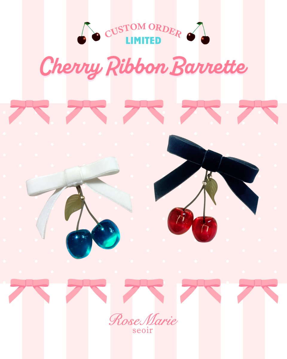 画像1: cherry ribbon barette（チェリーリボンバレッタ） (1)