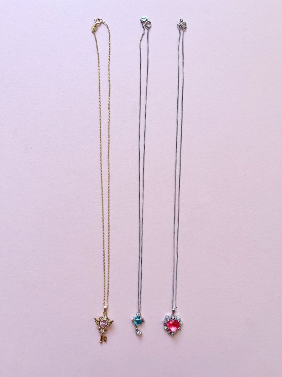 画像1: heart bijou necklace（ハートビジューネックレス） (1)