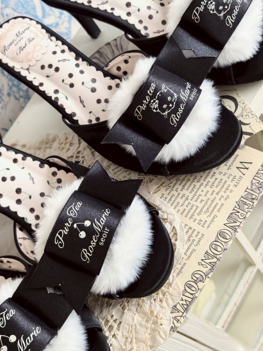画像13: 【予約商品】Fluffy puff Shoes（フルッフィーパフシューズ）(ミュールタイプ/編み上げサテンリボン付き) (13)