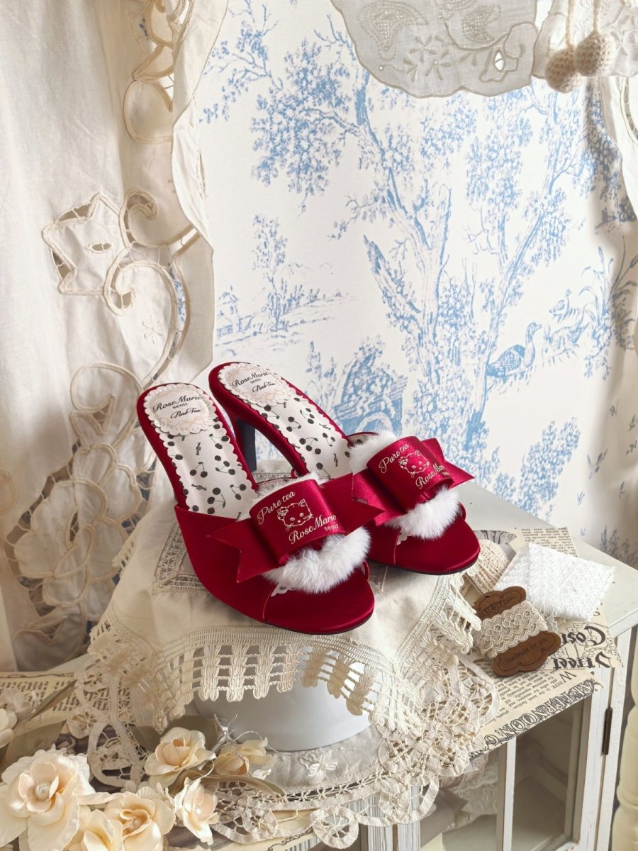 画像23: 【予約商品】Fluffy puff Shoes（フルッフィーパフシューズ）(ミュールタイプ/編み上げサテンリボン付き) (23)