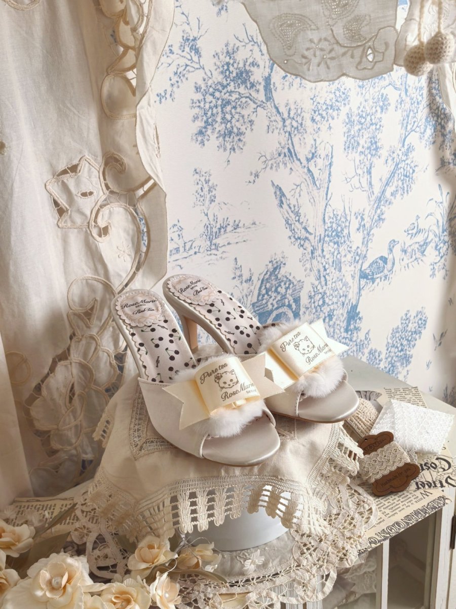 画像19: 【予約商品】Fluffy puff Shoes（フルッフィーパフシューズ）(ミュールタイプ/編み上げサテンリボン付き) (19)