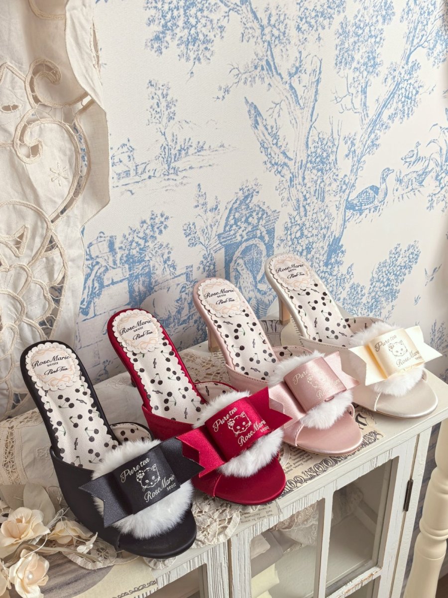 画像28: 【予約商品】Fluffy puff Shoes（フルッフィーパフシューズ）(ミュールタイプ/編み上げサテンリボン付き) (28)
