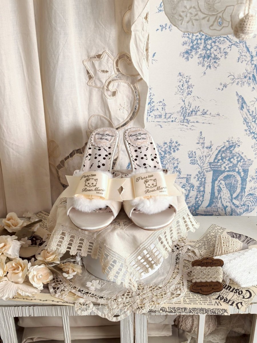 画像20: 【予約商品】Fluffy puff Shoes（フルッフィーパフシューズ）(ミュールタイプ/編み上げサテンリボン付き) (20)