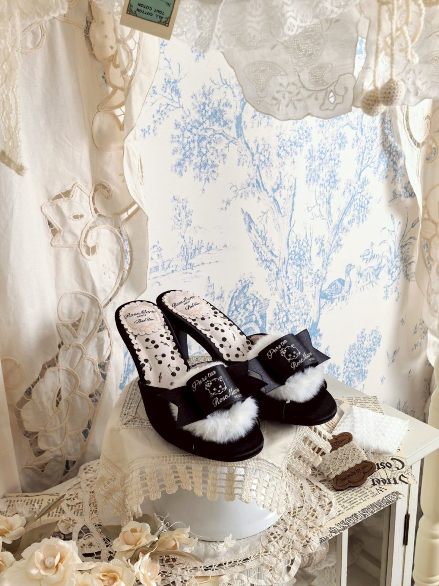 画像25: 【予約商品】Fluffy puff Shoes（フルッフィーパフシューズ）(ミュールタイプ/編み上げサテンリボン付き) (25)