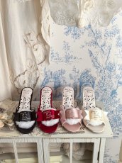 画像1: 【予約商品】Fluffy puff Shoes（フルッフィーパフシューズ）(ミュールタイプ/編み上げサテンリボン付き) (1)