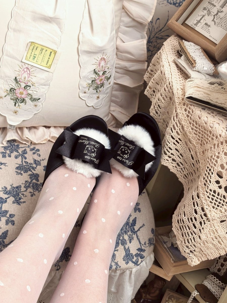 画像15: 【予約商品】Fluffy puff Shoes（フルッフィーパフシューズ）(ミュールタイプ/編み上げサテンリボン付き) (15)