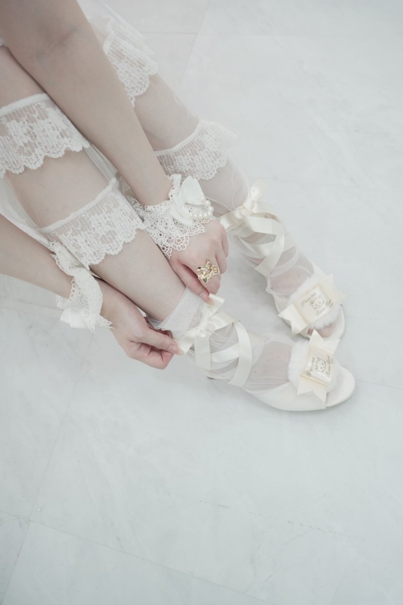 画像11: 【予約商品7/24まで】Fluffy puff Shoes（フルッフィーパフシューズ）(ミュールタイプ/編み上げサテンリボン付き) (11)