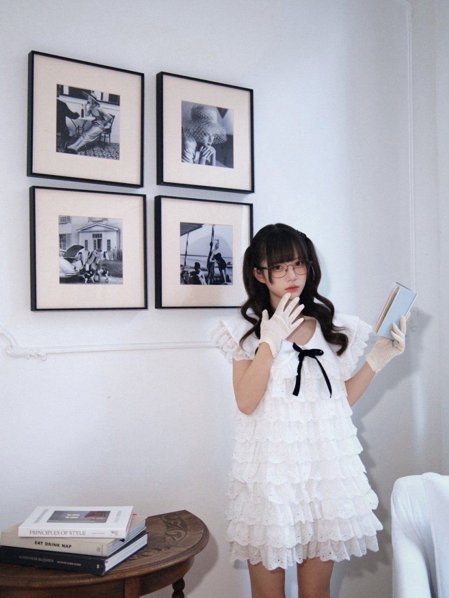 画像1: frill lace one-piece dress（フリルレースワンピース） (1)