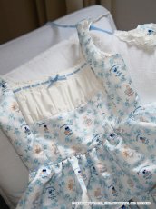 画像12: ribbon frill one-piece（リボンフリルワンピース）マロンクリーム/ブルー (12)