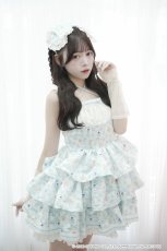 画像7: ribbon frill one-piece（リボンフリルワンピース）マロンクリーム/ブルー (7)
