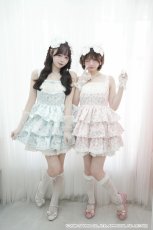 画像9: ribbon frill one-piece（リボンフリルワンピース）マロンクリーム/ブルー (9)