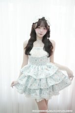 画像6: ribbon frill one-piece（リボンフリルワンピース）マロンクリーム/ブルー (6)