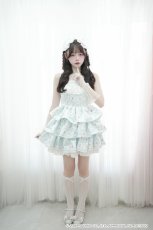 画像8: ribbon frill one-piece（リボンフリルワンピース）マロンクリーム/ブルー (8)