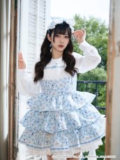 画像4: ribbon frill one-piece（リボンフリルワンピース）マロンクリーム/ブルー (4)