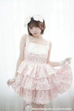 画像2: ribbon frill one-piece（リボンフリルワンピース）マロンクリーム/ピンク (2)
