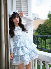 画像3: ribbon frill one-piece（リボンフリルワンピース）マロンクリーム/ブルー (3)
