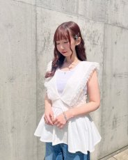 画像1: 【10％OFF】peplum ribbon tops (1)