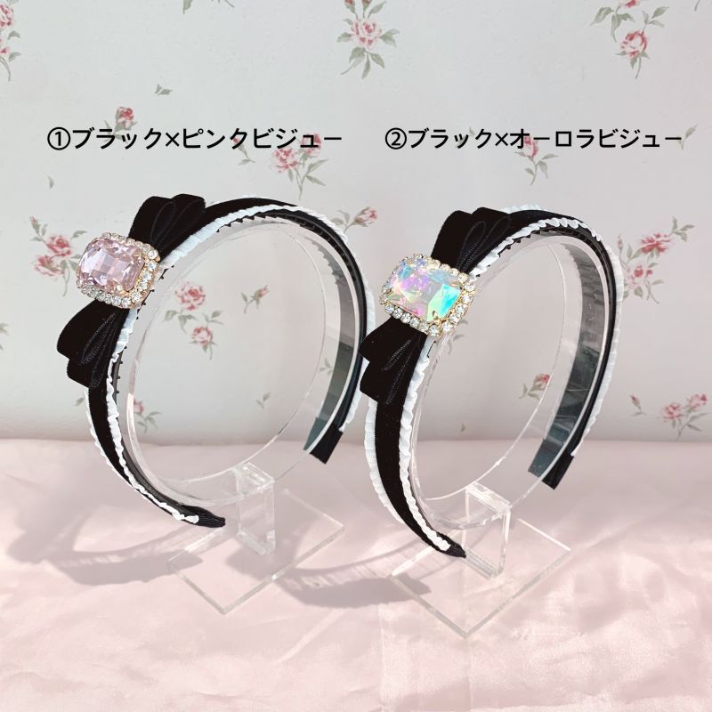 bijou ribbon headband(ビジューリボンカチューシャ） - RoseMarie seoir